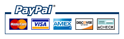 We accept Visa, MasterCard, American Express, and Discover Card through PayPal